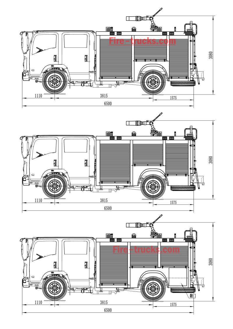 Isuzu fire fighting vehicle factory design drawing