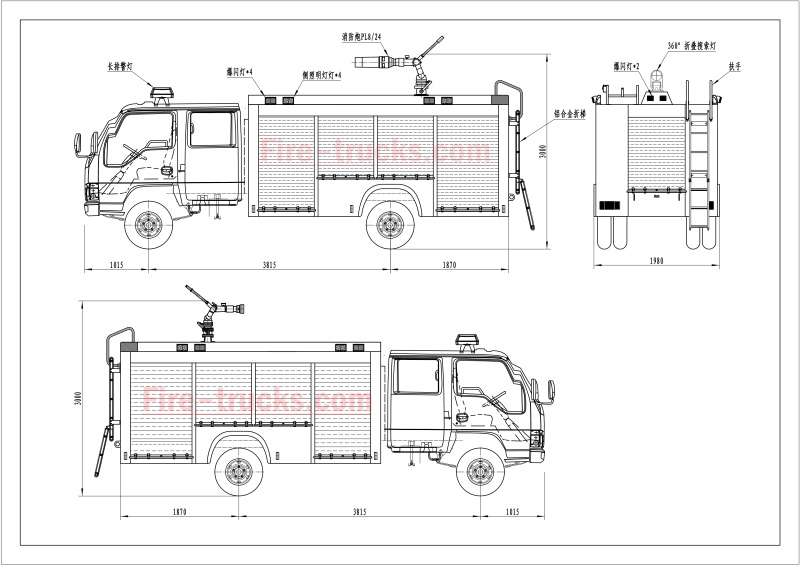 ISUZU QL1070BUKWY foam tender fire service truck drawing ISUZU QL1070BUKWY foam tender fire service truck drawing