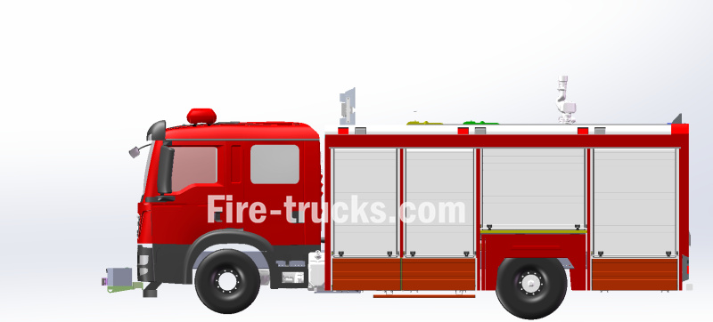 drawing of HOWO brand civil defence firefighting vehicle