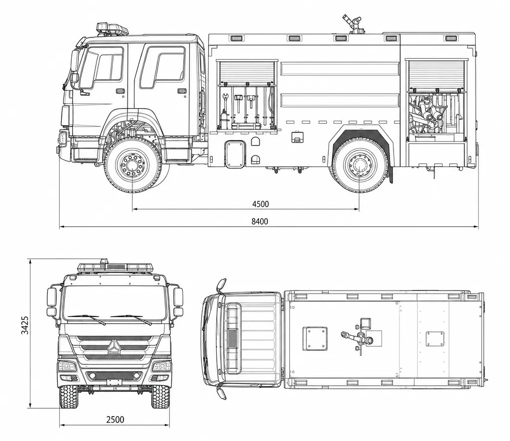 SITRAK HOWO 350 HP Wildland Foam Fire Engine for Mongolian Grassland Structure Drawing Cambodia