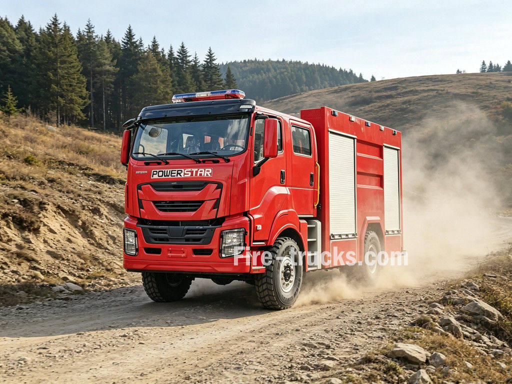ISUZU 4x4 offroad fire truck with 14.00R20 tire