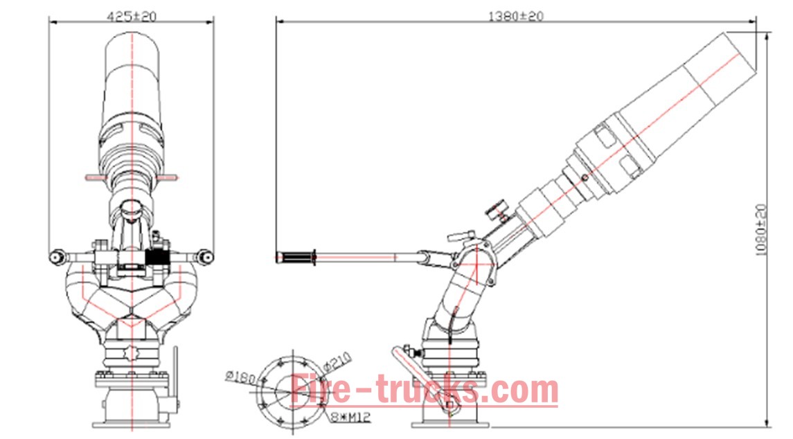 MAN TGS 33.400 6x6 Water Fire Truck CINAR manual fire monitor structure diagram MAN TGS 33.400 6x6 Water Fire Truck CINAR manual fire monitor structure diagram