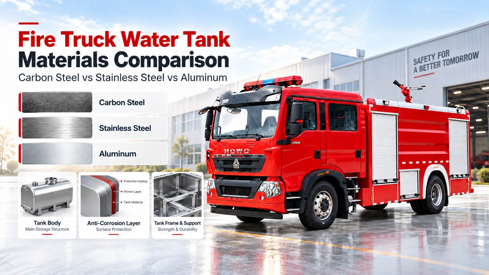 Fire Truck Water Tank Materials Comparison Carbon Steel vs Stainless Steel vs Aluminum